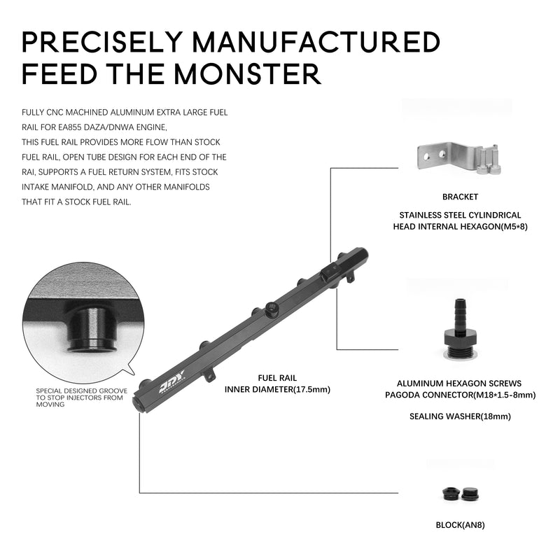 Carica immagine in Galleria Viewer, Billet Extra Large Fuel Rail For EA855 DAZA/DNWA Engine